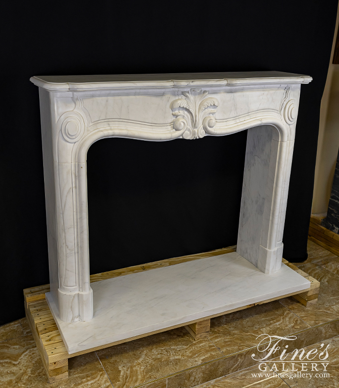 Marble Fireplaces  - Pristine White French Style Marble Fireplace Mantel - MFP-1897